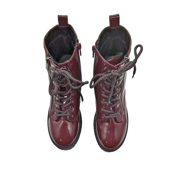Forever 21 Platform Boots Chunky Heels Oxblood Size 7.5 Zip & Lace Up Punk Retro - Picture 5 of 14